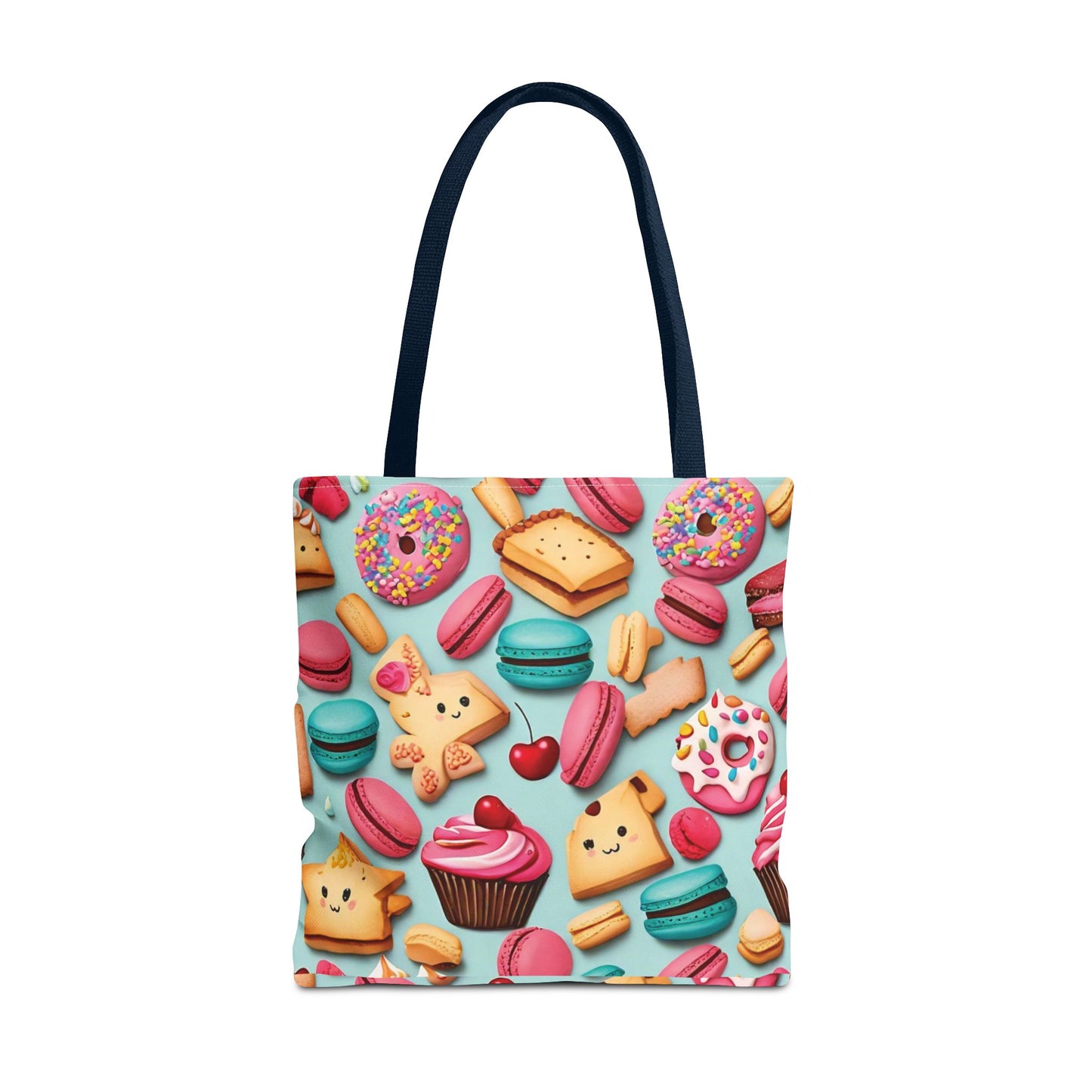 Adorable Cute Food Print Tote Bag with Colorful Cartoon Snacks and Treats