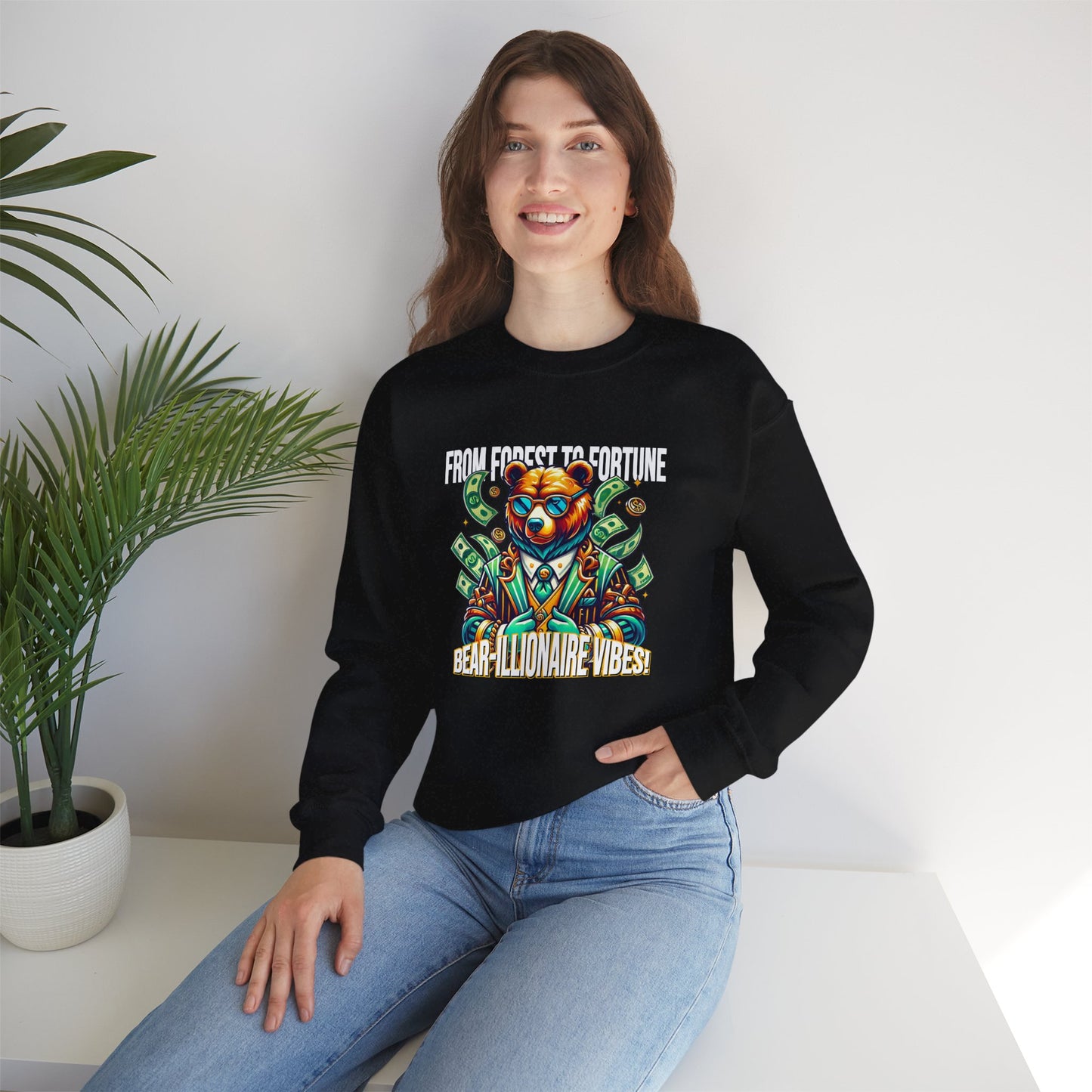 Billionaire Bear Crewneck Sweatshirt - Winter Holiday Gift for Men and Women