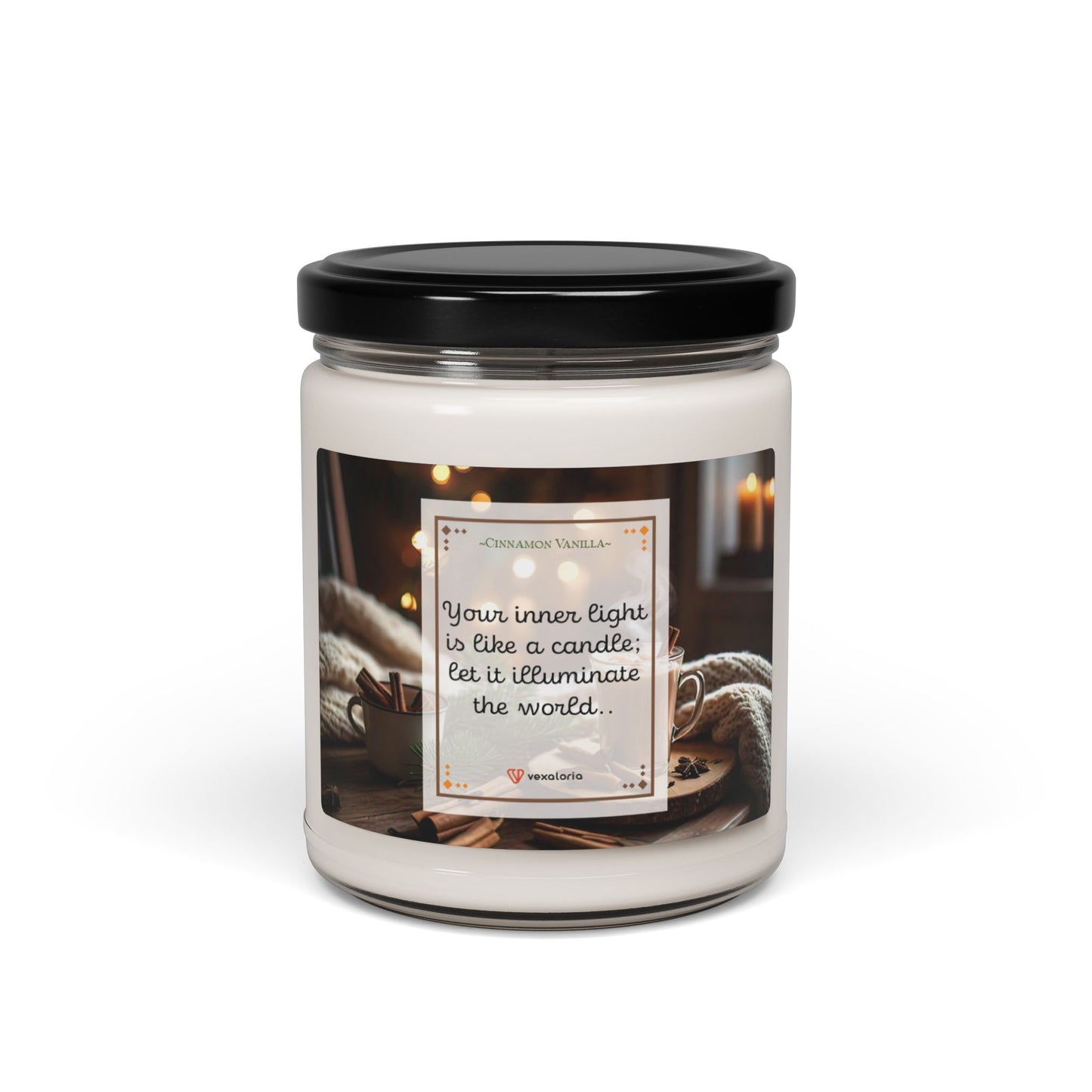 Cinnamon Vanilla Scented Soy Candle - 9oz: 'Your inner light is like a candle; let it illuminate the world.'