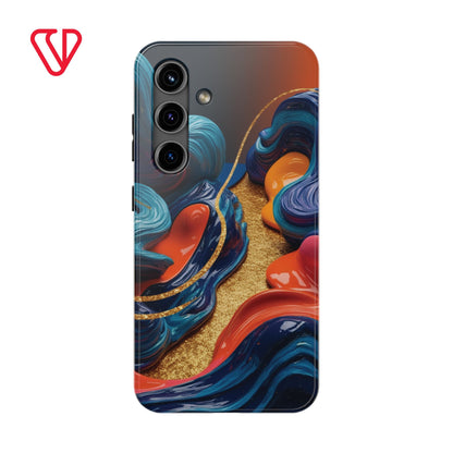 Phone Cases - 3D Blue Golden Orange Pattern - iPhone Samsung - Best Quality Unique Design