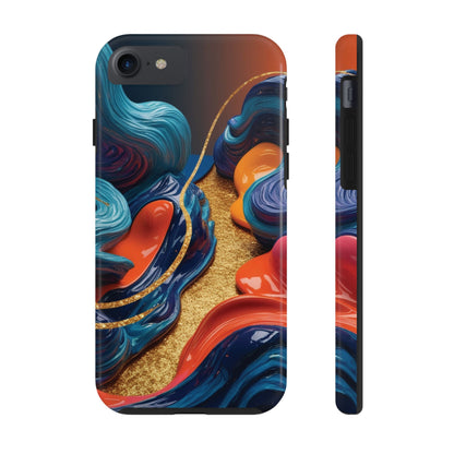 Phone Cases - 3D Blue Golden Orange Pattern - iPhone Samsung - Best Quality Unique Design