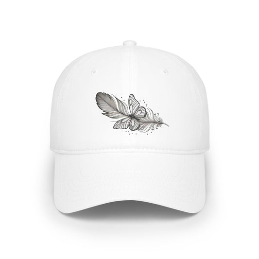 Whimsical Butterfly & Feather Low profile cap – Embrace Nature's Elegance in Comfort & Style