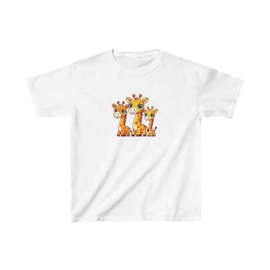 Cute Giraffe Cartoon Kids Heavy Cotton Tee