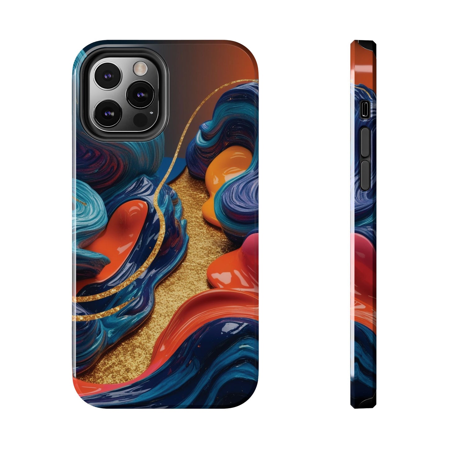 Phone Cases - 3D Blue Golden Orange Pattern - iPhone Samsung - Best Quality Unique Design