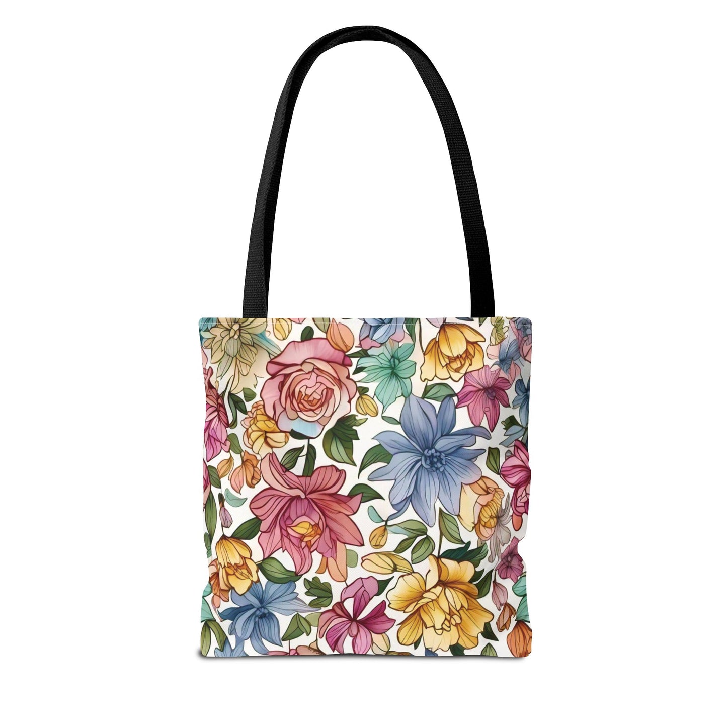 Vibrant Seamless Floral Print Tote Bag with Delicate Flowers