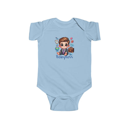 Baby Boss Fine Jersey Bodysuit - Hello World Design, Durable and Soft Fabric