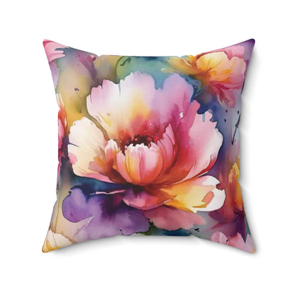 Flower Splash Spun Polyester Square Pillow