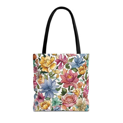 Vibrant Seamless Floral Print Tote Bag with Delicate Flowers