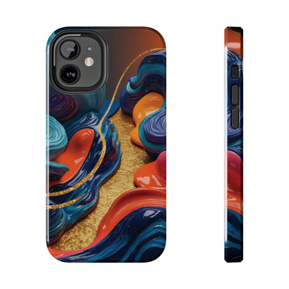 Phone Cases - 3D Blue Golden Orange Pattern - iPhone Samsung - Best Quality Unique Design