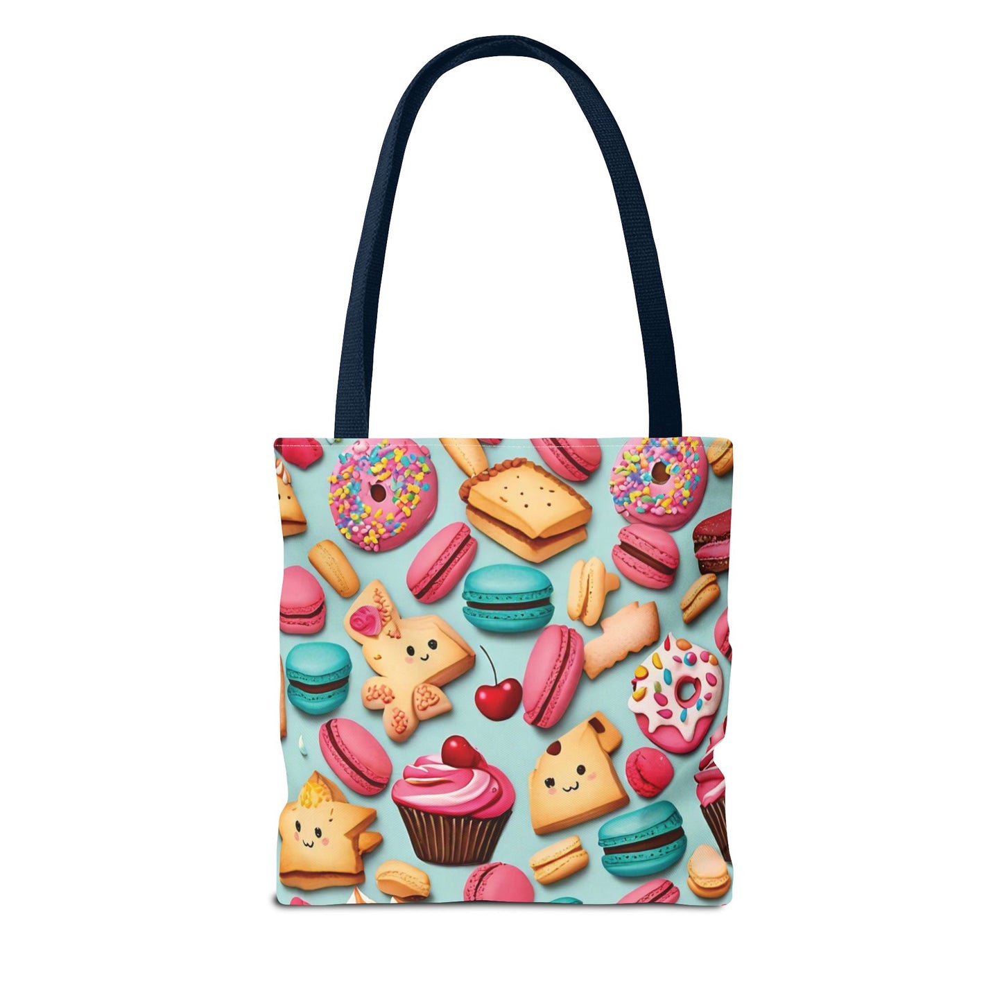 Adorable Cute Food Print Tote Bag with Colorful Cartoon Snacks and Treats