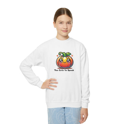 Too Cute to Spook Halloween-Themed Youth Sweatshirt – Cozy and Durable Fall Fashion with Playful Pumpkin Design for Kids