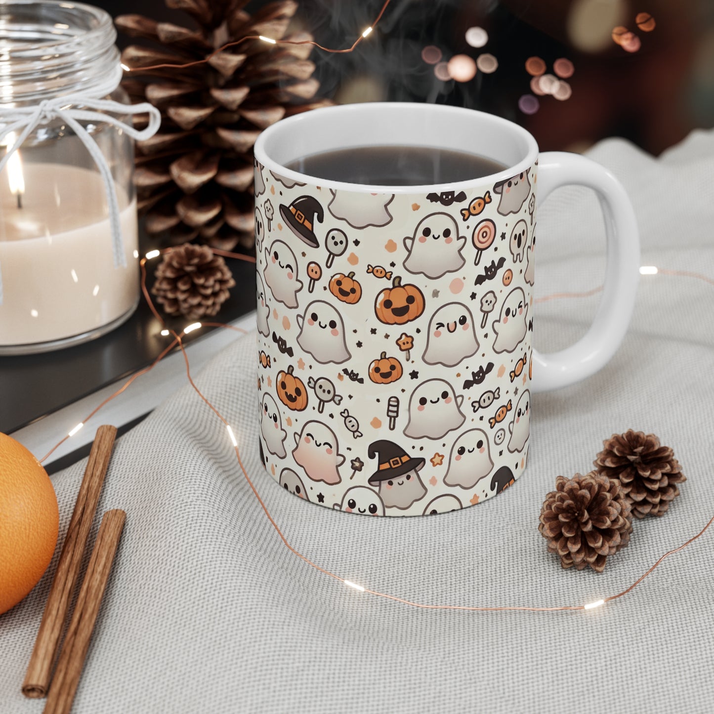 Adorably Spooky Halloween Mug: The Perfect Gift with Cute Ghosts & Playful Patterns!