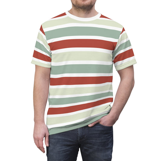 Vibrant Spectrum: Bold 4-Color Stripes Full Print Tee Vr.04