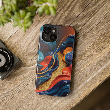 Phone Cases - 3D Blue Golden Orange Pattern - iPhone Samsung - Best Quality Unique Design