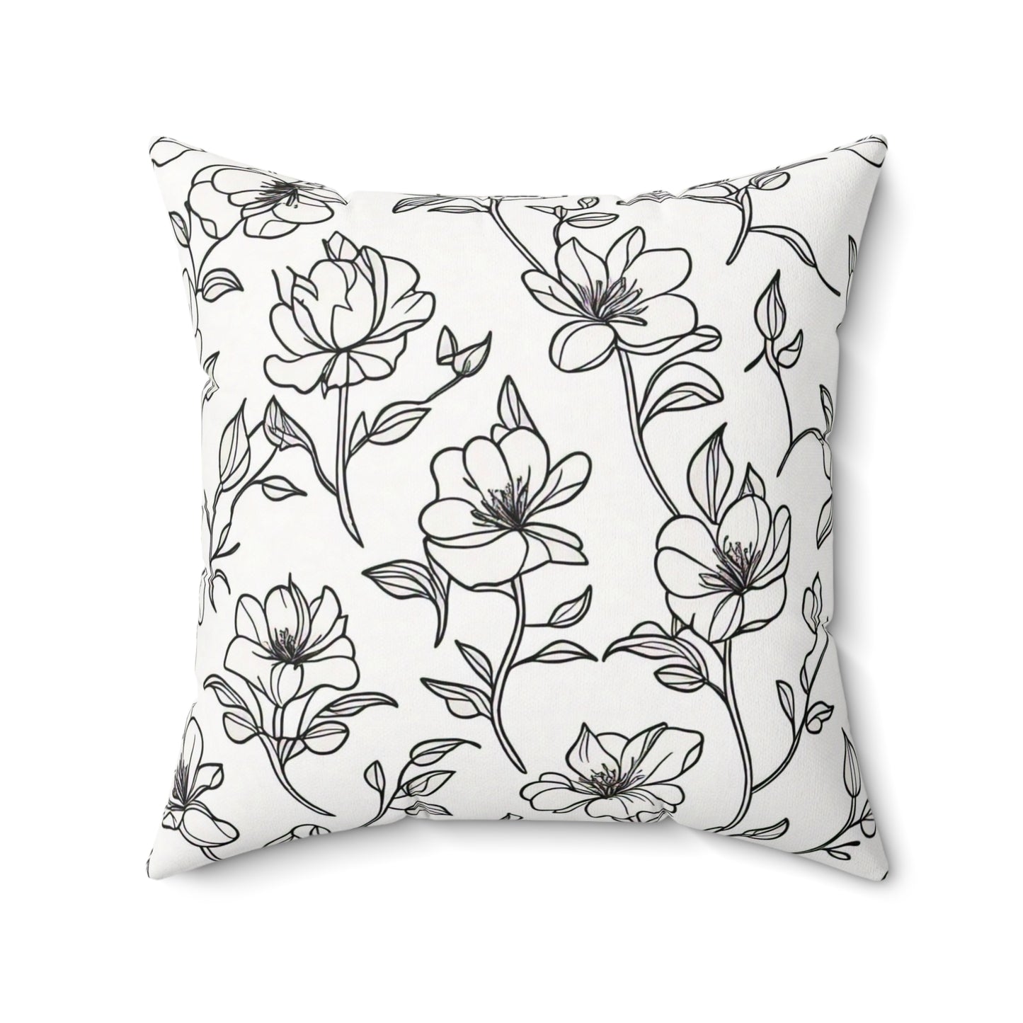 Elegant Floral Pattern Spun Polyester Square Pillow