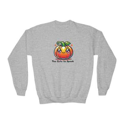 Too Cute to Spook Halloween-Themed Youth Sweatshirt – Cozy and Durable Fall Fashion with Playful Pumpkin Design for Kids