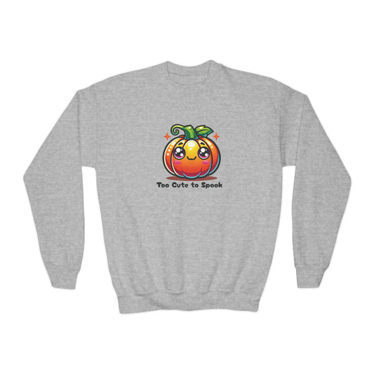 Too Cute to Spook Halloween-Themed Youth Sweatshirt – Cozy and Durable Fall Fashion with Playful Pumpkin Design for Kids