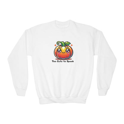 Too Cute to Spook Halloween-Themed Youth Sweatshirt – Cozy and Durable Fall Fashion with Playful Pumpkin Design for Kids