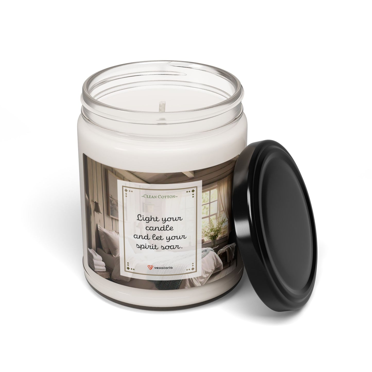 Clean Cotton Scented Soy Candle - 9oz: 'Light your candle and let your spirit soar.'