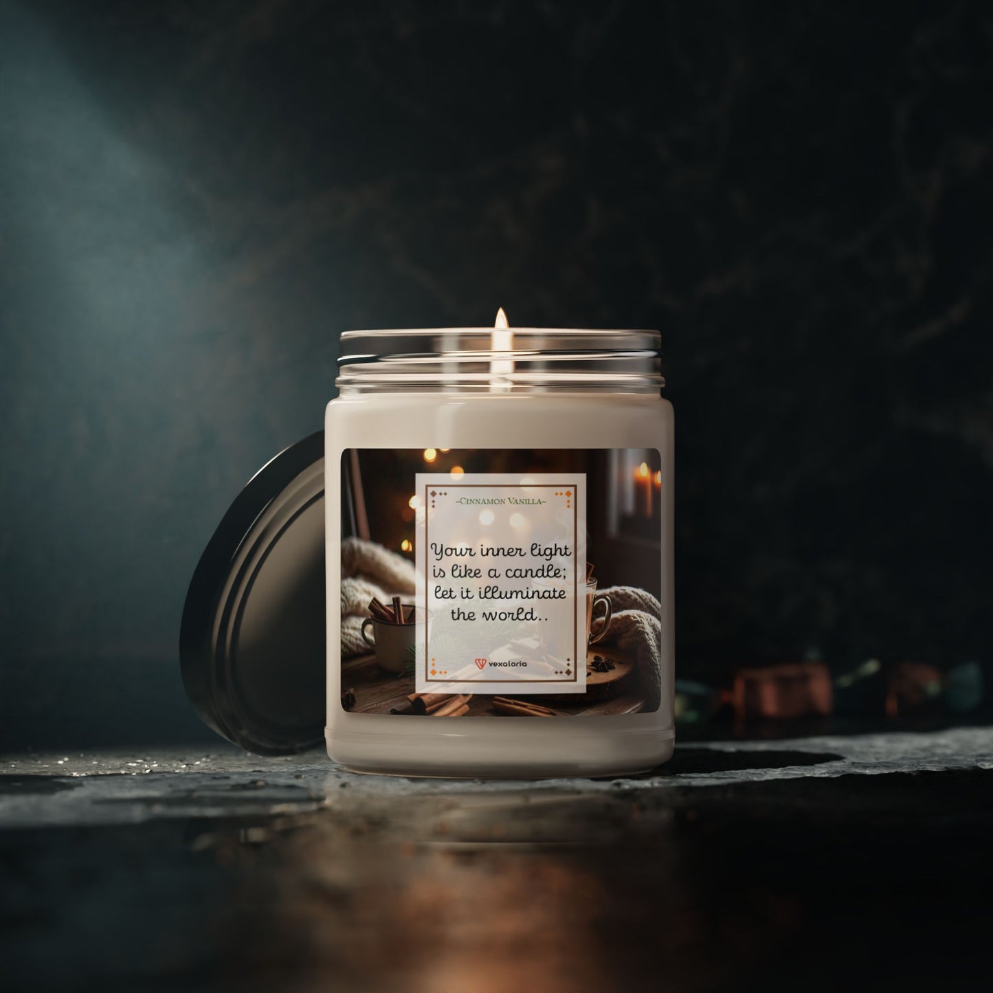 Cinnamon Vanilla Scented Soy Candle - 9oz: 'Your inner light is like a candle; let it illuminate the world.'