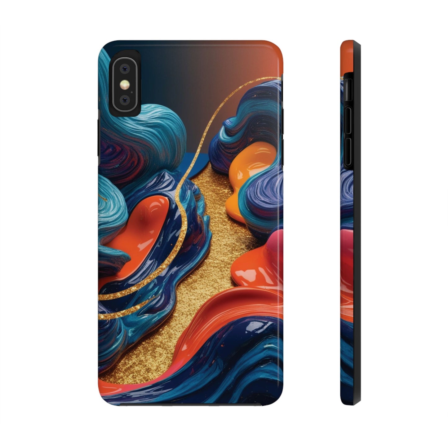 Phone Cases - 3D Blue Golden Orange Pattern - iPhone Samsung - Best Quality Unique Design