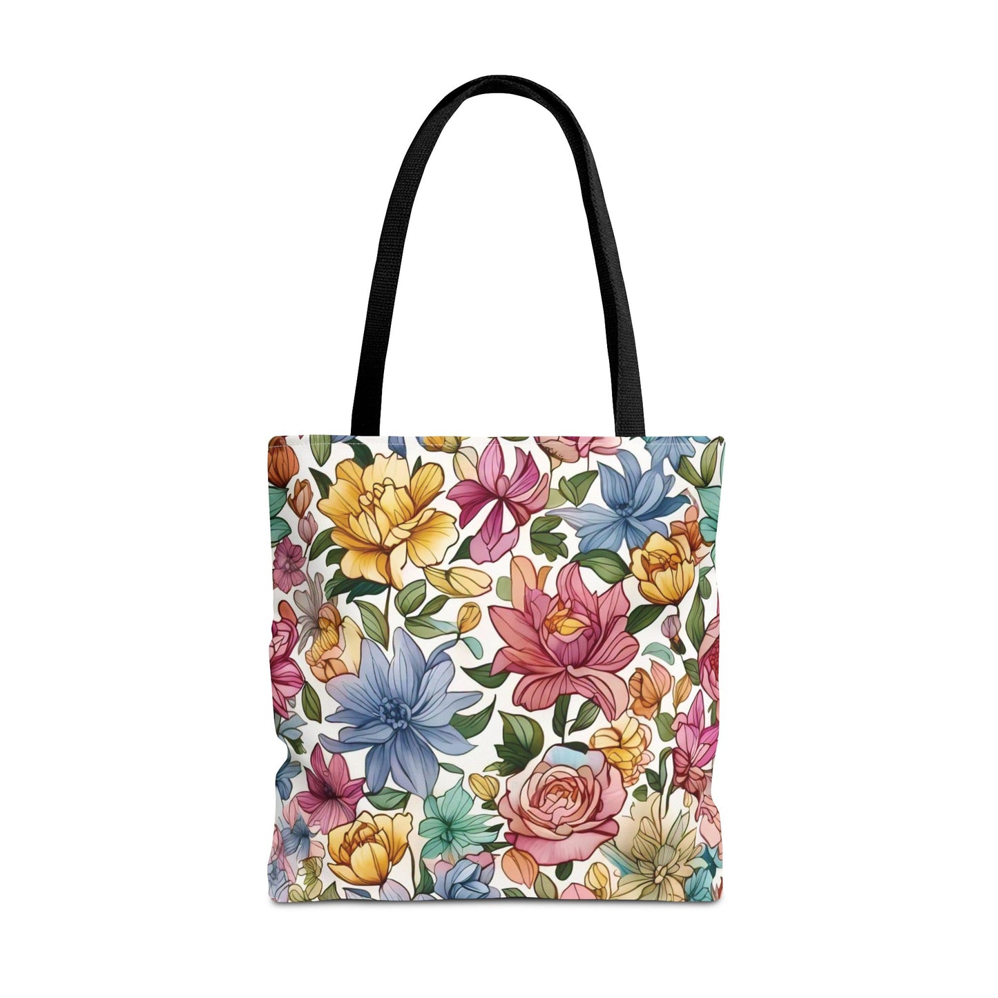 Vibrant Seamless Floral Print Tote Bag with Delicate Flowers