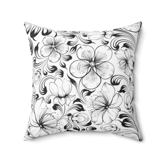 Floral Pattern Beautiful Spun Polyester Square Pillow