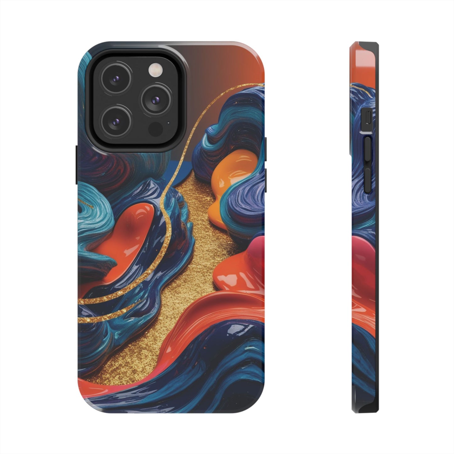 Phone Cases - 3D Blue Golden Orange Pattern - iPhone Samsung - Best Quality Unique Design