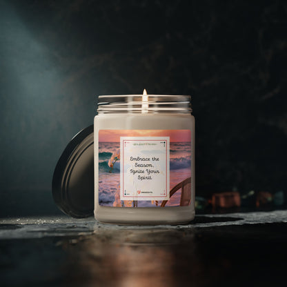 Sea Salt + Orchid Scented Soy Candle, 9oz 'Embrace the Season, Ignite Your Spirit'