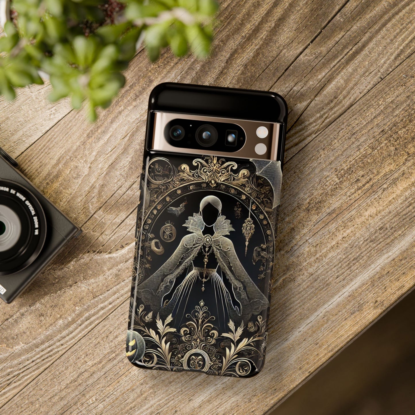 Phone Cases - iPhone 16, Google Pixel, Samsung Galaxy Halloween Black Beauty Golden Design Luxury Trendy Gift