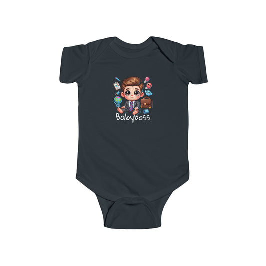 Baby Boss Fine Jersey Bodysuit - Hello World Design, Durable and Soft Fabric