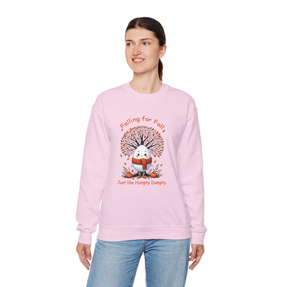 🍂 Celebrate Fall with a Twist! 🍂 Embrace the season with our Humpty Dumpty-inspired crewneck sweatshirt