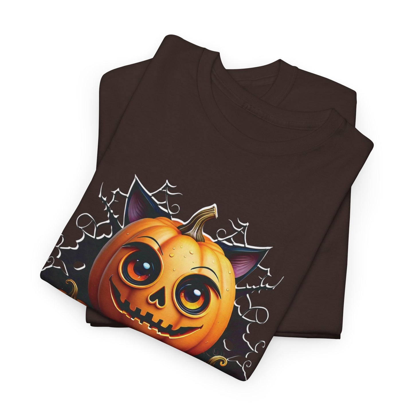 Halloween Pumpkin Cat T-shirt Heavy Cotton Tee