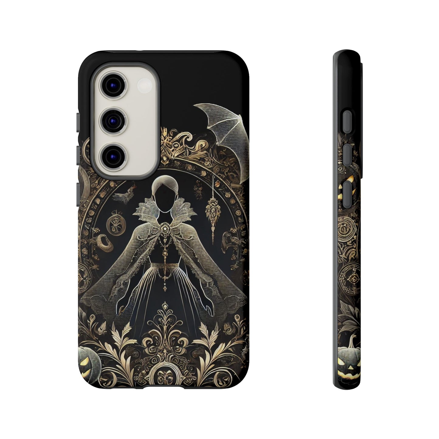 Phone Cases - iPhone 16, Google Pixel, Samsung Galaxy Halloween Black Beauty Golden Design Luxury Trendy Gift