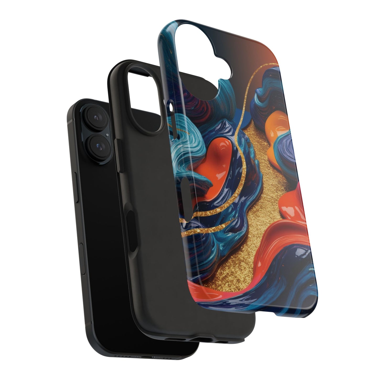 Phone Cases - 3D Blue Golden Orange Pattern - iPhone Samsung - Best Quality Unique Design