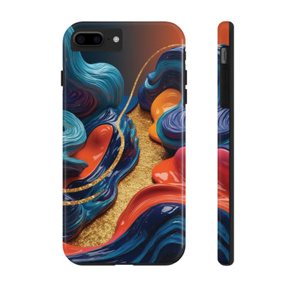 Phone Cases - 3D Blue Golden Orange Pattern - iPhone Samsung - Best Quality Unique Design