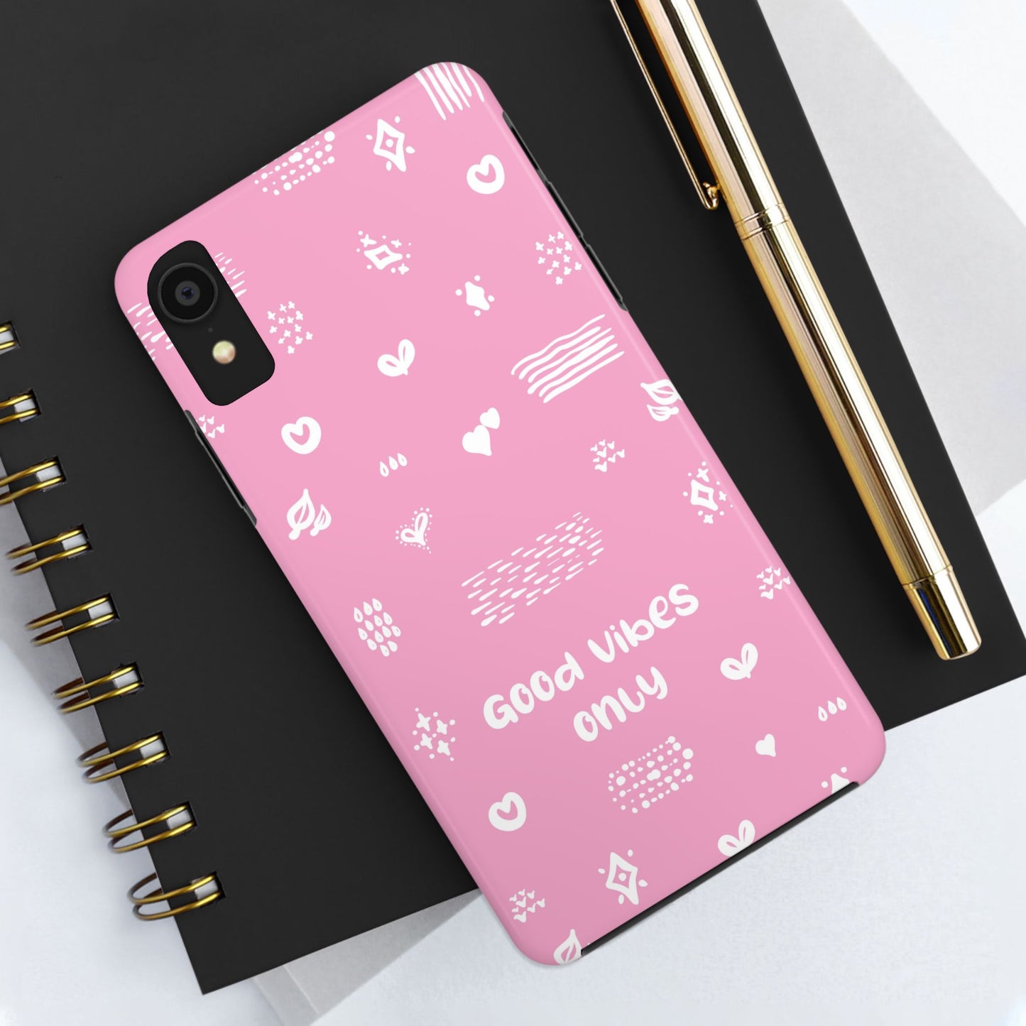 Phone Case - "Good Vibes Only" Minimal Pink Design for iPhone & Samsung