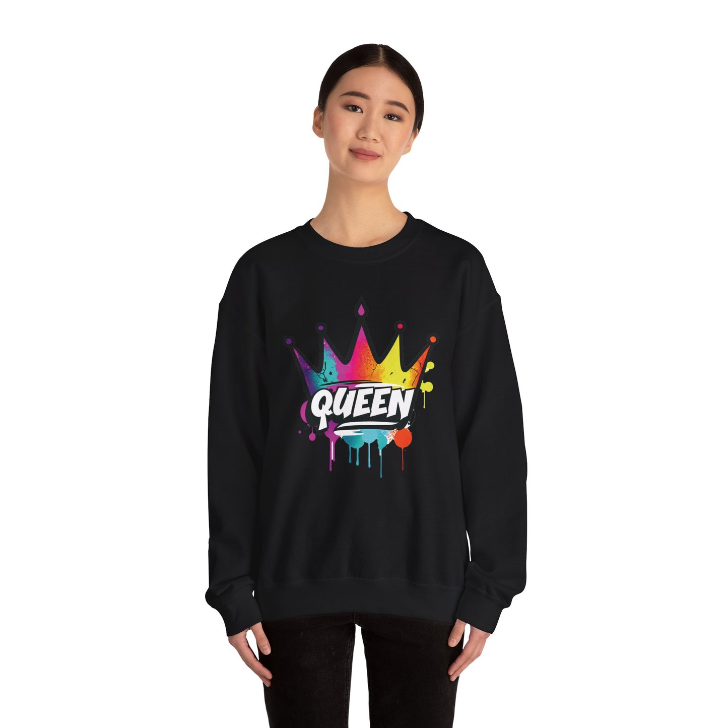 "QUEEN" Street Style Graffiti Crewneck Sweatshirt