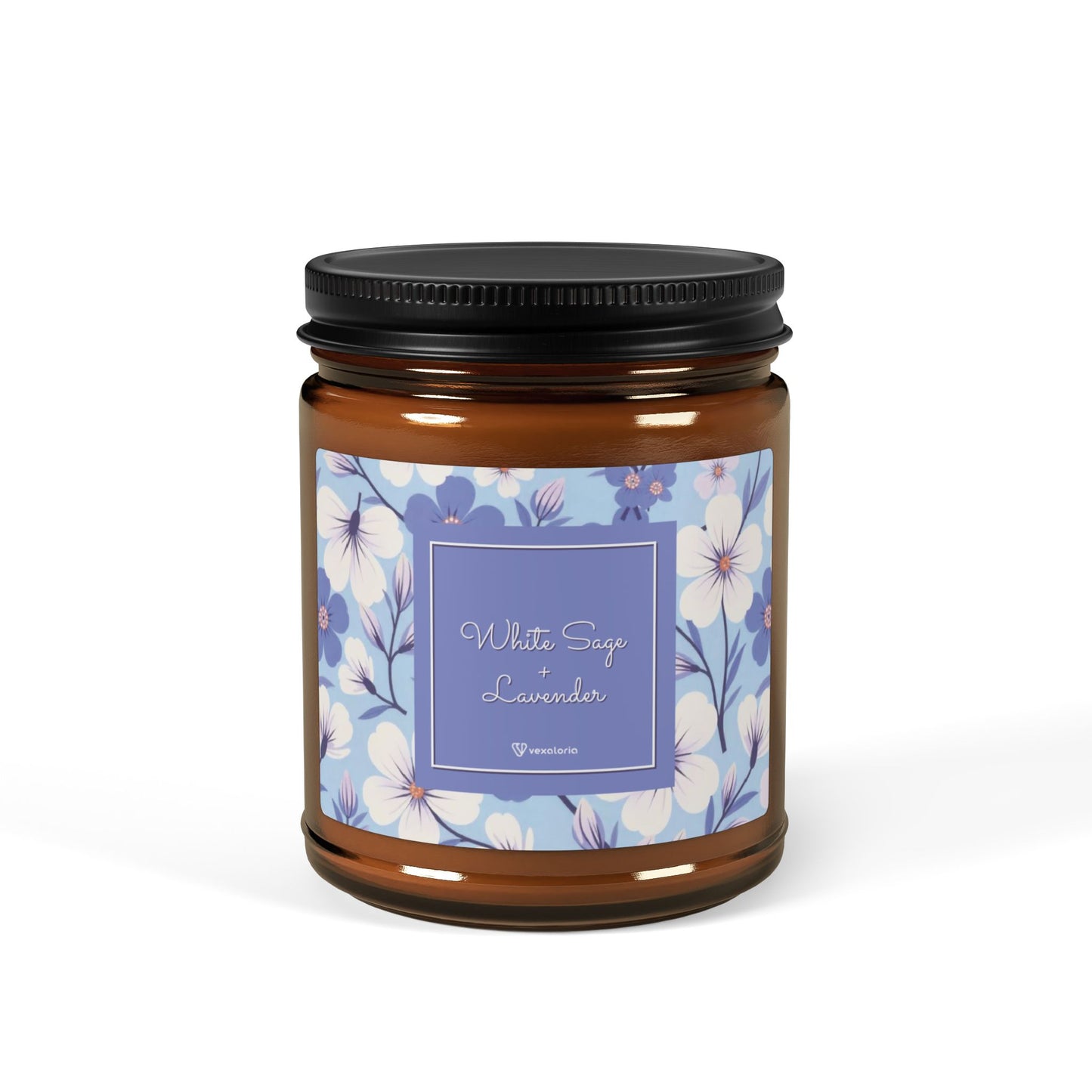 Soy Candle (Amber Jar, Refreshing Lavender & White Sage Fragrance) 4oz. 9oz.