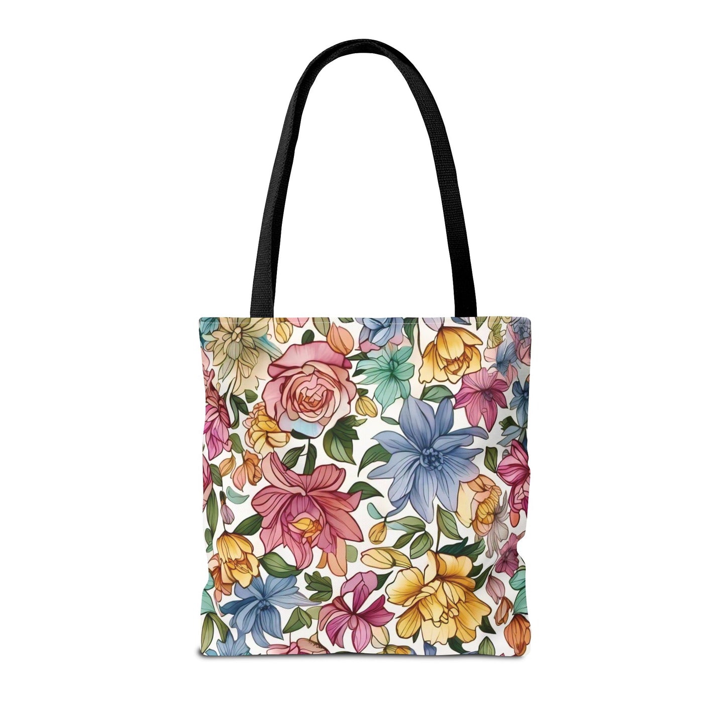 Vibrant Seamless Floral Print Tote Bag with Delicate Flowers