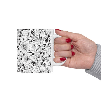 Floral Pattern Beautiful Ceramic Mug, (11oz)