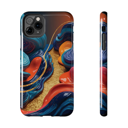 Phone Cases - 3D Blue Golden Orange Pattern - iPhone Samsung - Best Quality Unique Design