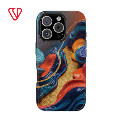 Phone Cases - 3D Blue Golden Orange Pattern - iPhone Samsung - Best Quality Unique Design