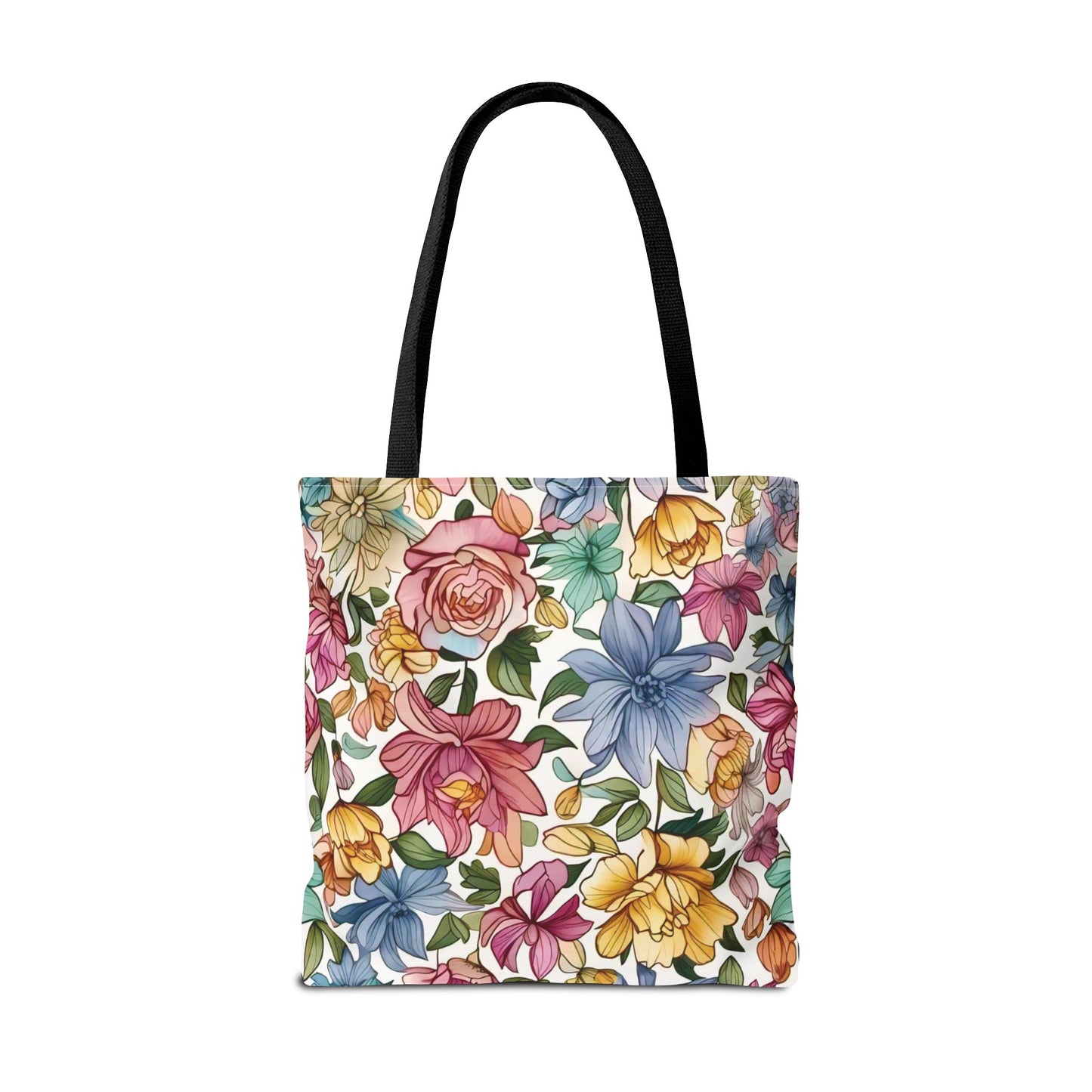 Vibrant Seamless Floral Print Tote Bag with Delicate Flowers