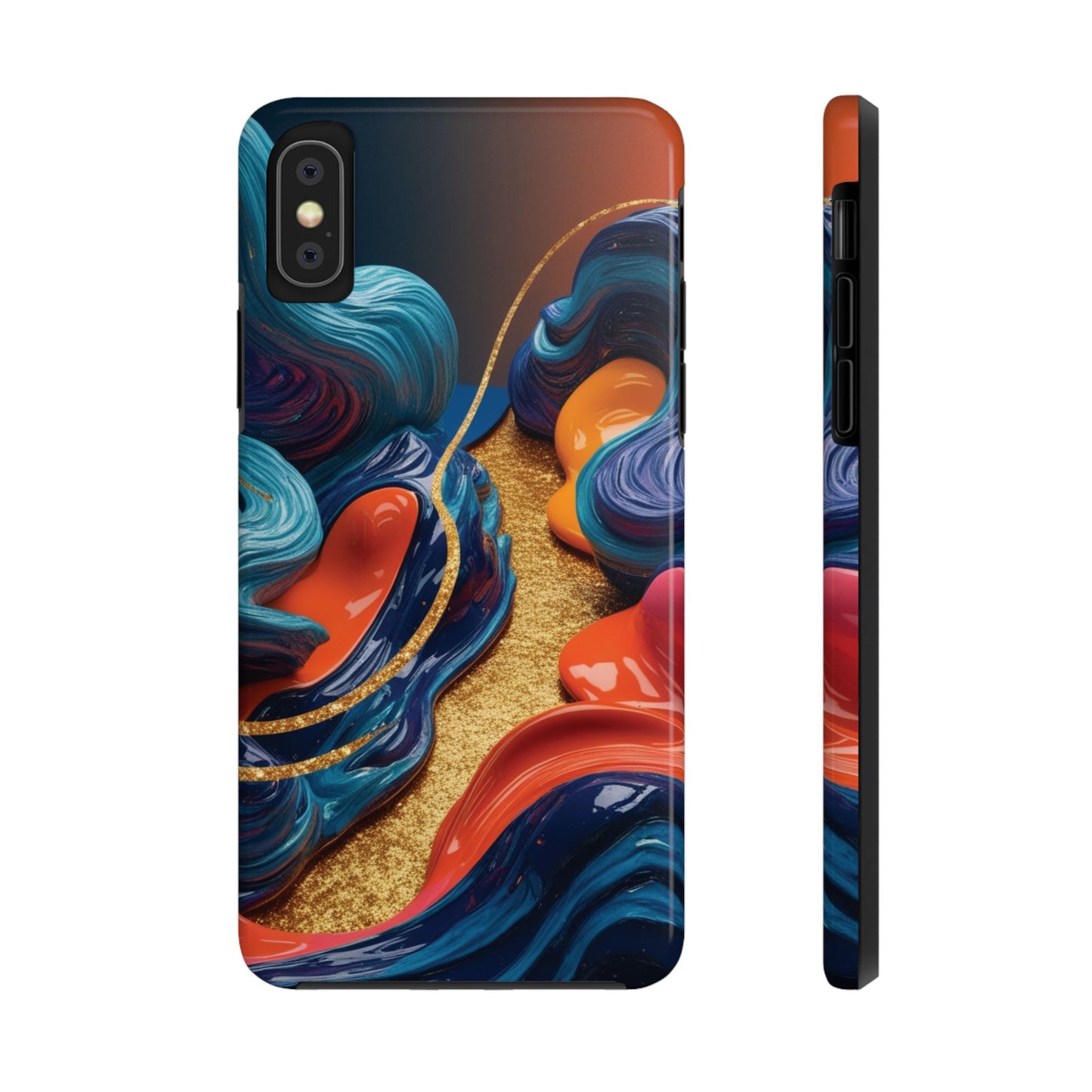 Phone Cases - 3D Blue Golden Orange Pattern - iPhone Samsung - Best Quality Unique Design