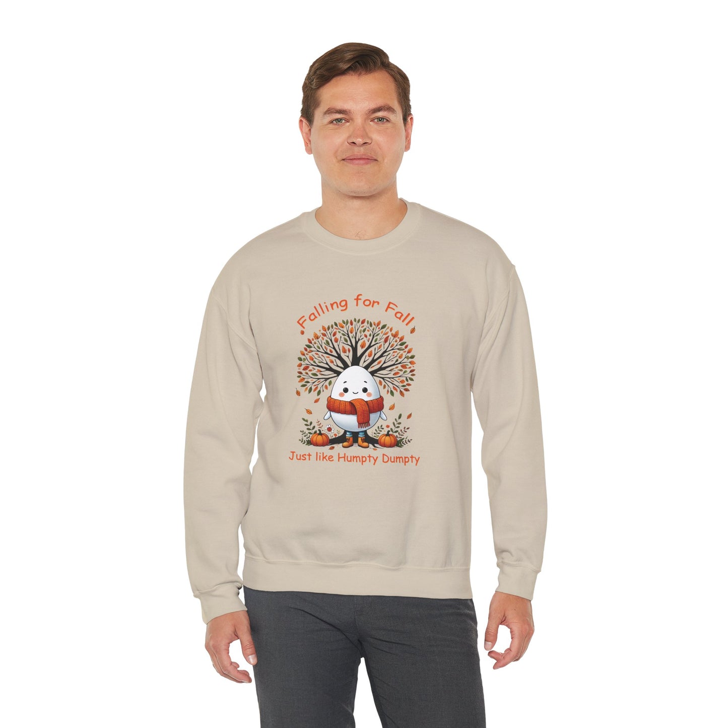 🍂 Celebrate Fall with a Twist! 🍂 Embrace the season with our Humpty Dumpty-inspired crewneck sweatshirt