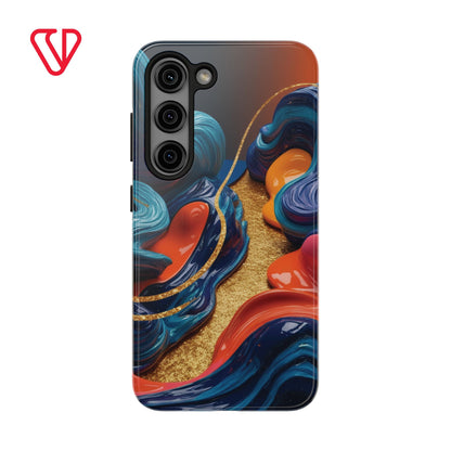 Phone Cases - 3D Blue Golden Orange Pattern - iPhone Samsung - Best Quality Unique Design