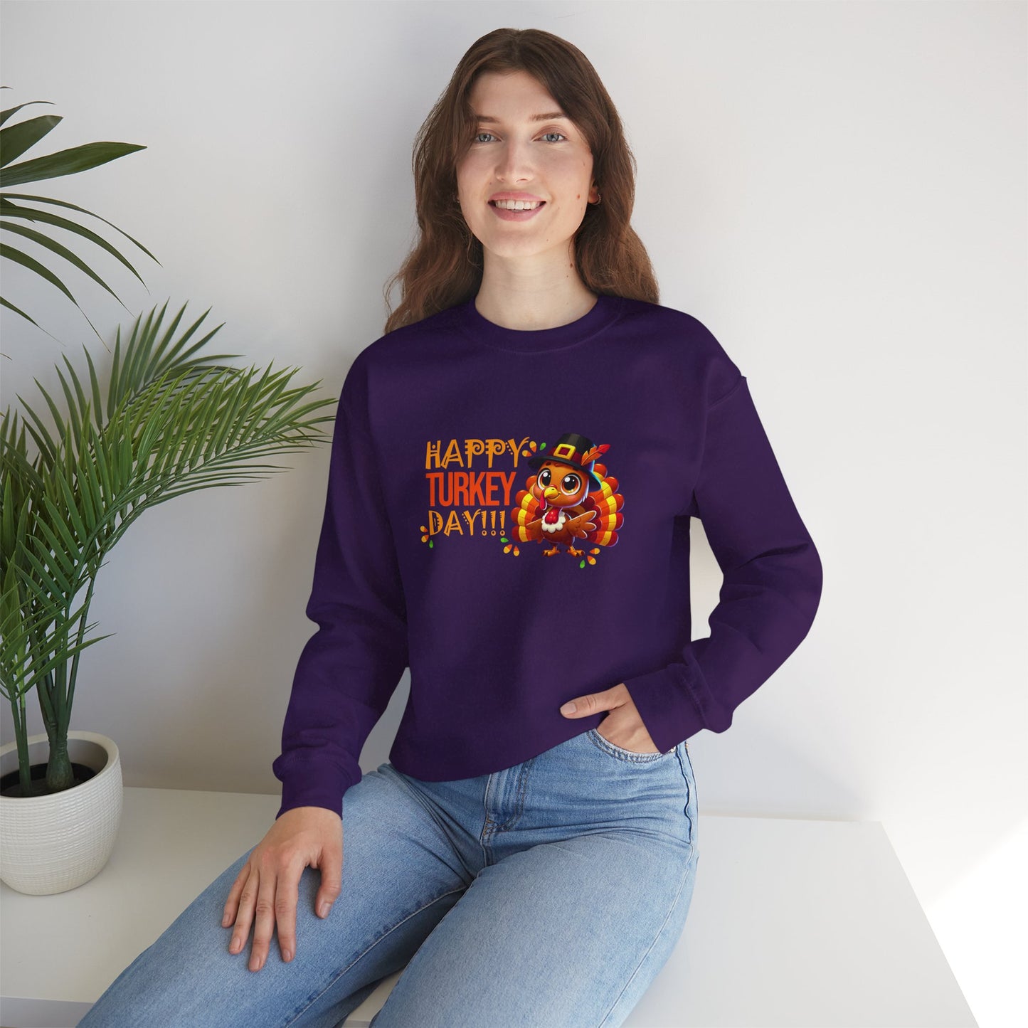 Happy Turkey Day : Thanksgiving Crewneck Sweatshirt