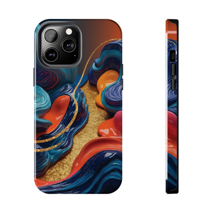 Phone Cases - 3D Blue Golden Orange Pattern - iPhone Samsung - Best Quality Unique Design