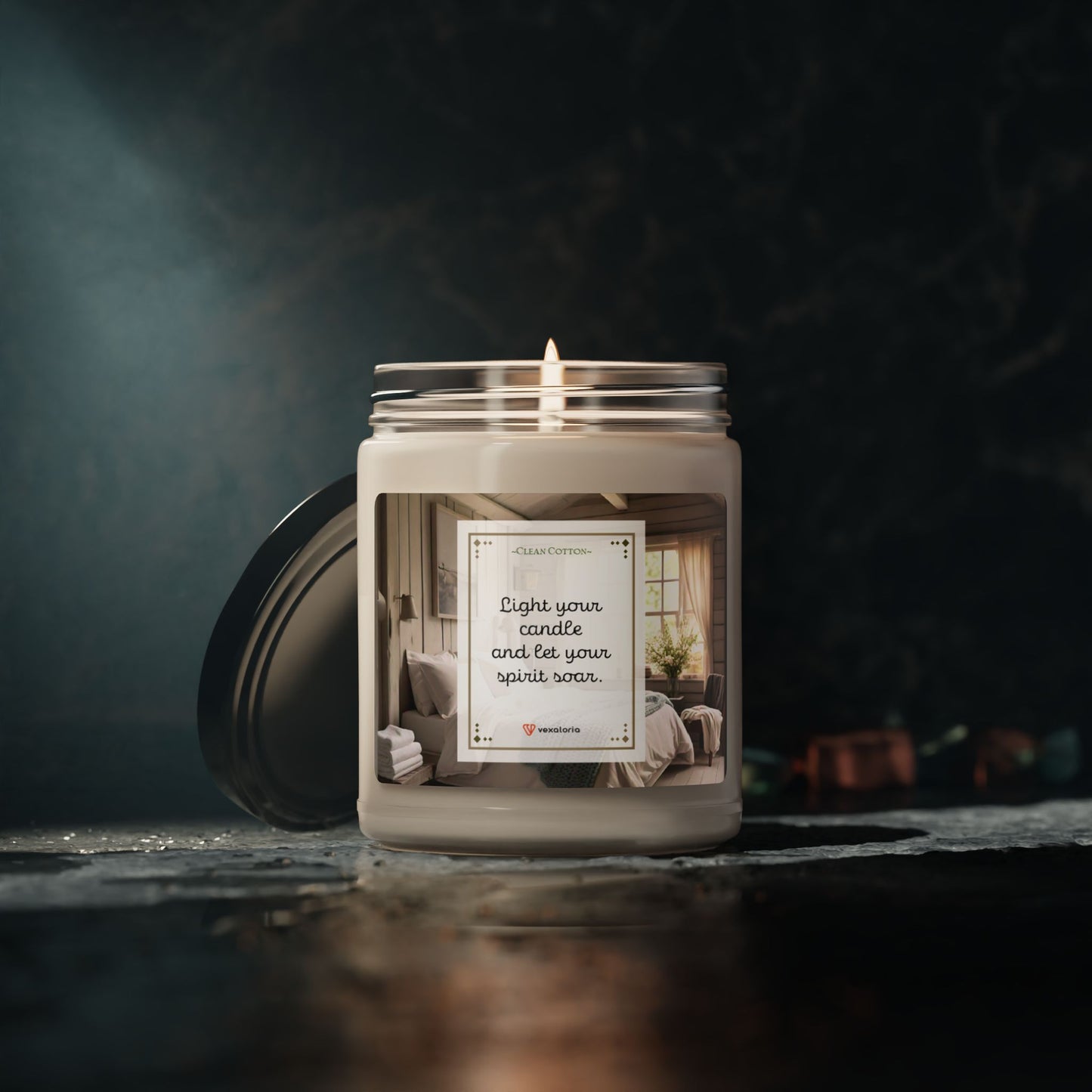 Clean Cotton Scented Soy Candle - 9oz: 'Light your candle and let your spirit soar.'